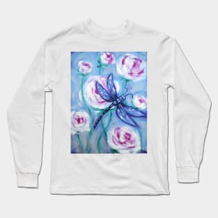 Vintage Blue Dragonfly Long Sleeve T-Shirt